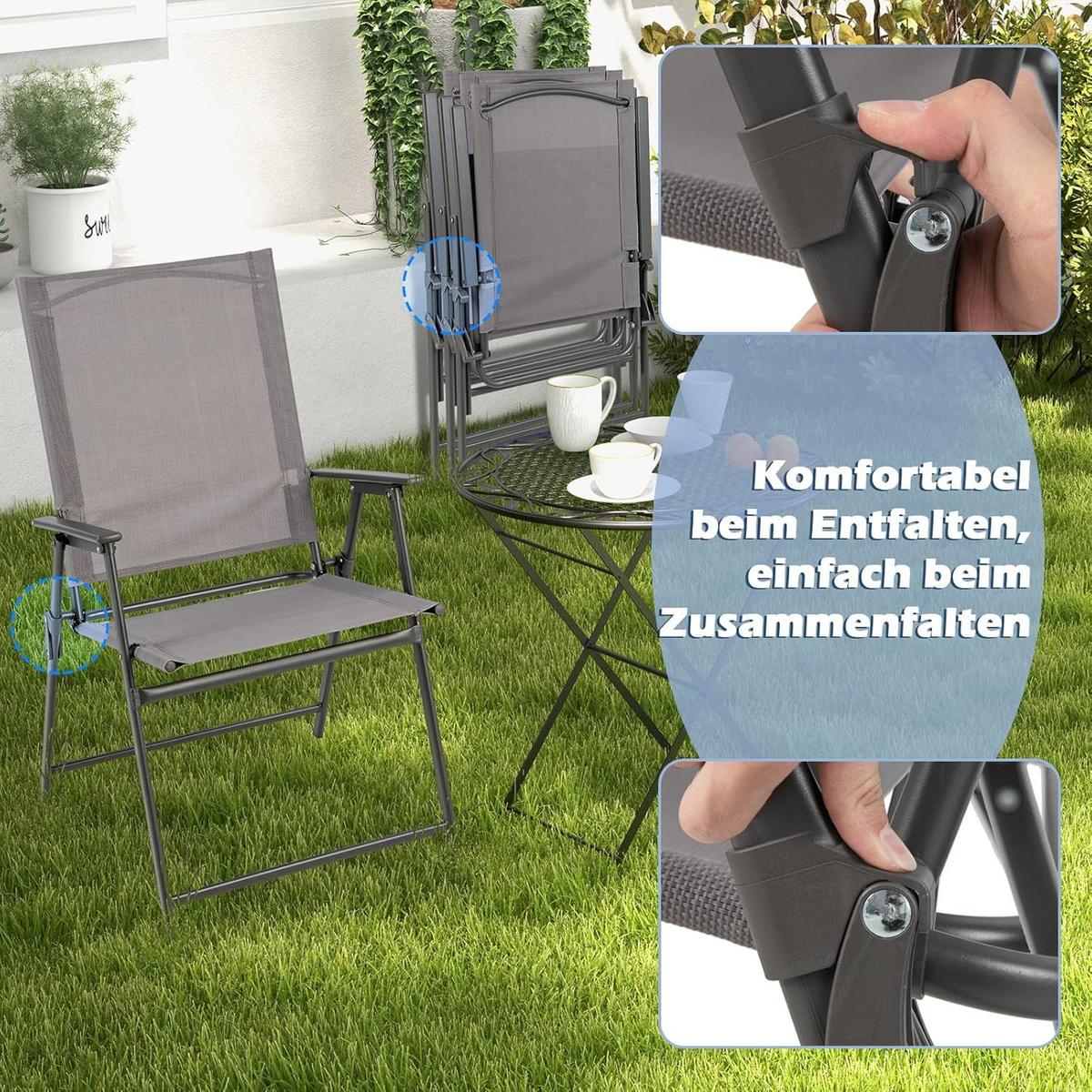 KLAPPSTÜHLE Grau(4-teilig) - Grau, Metall (58/96/58cm) - COSTWAY