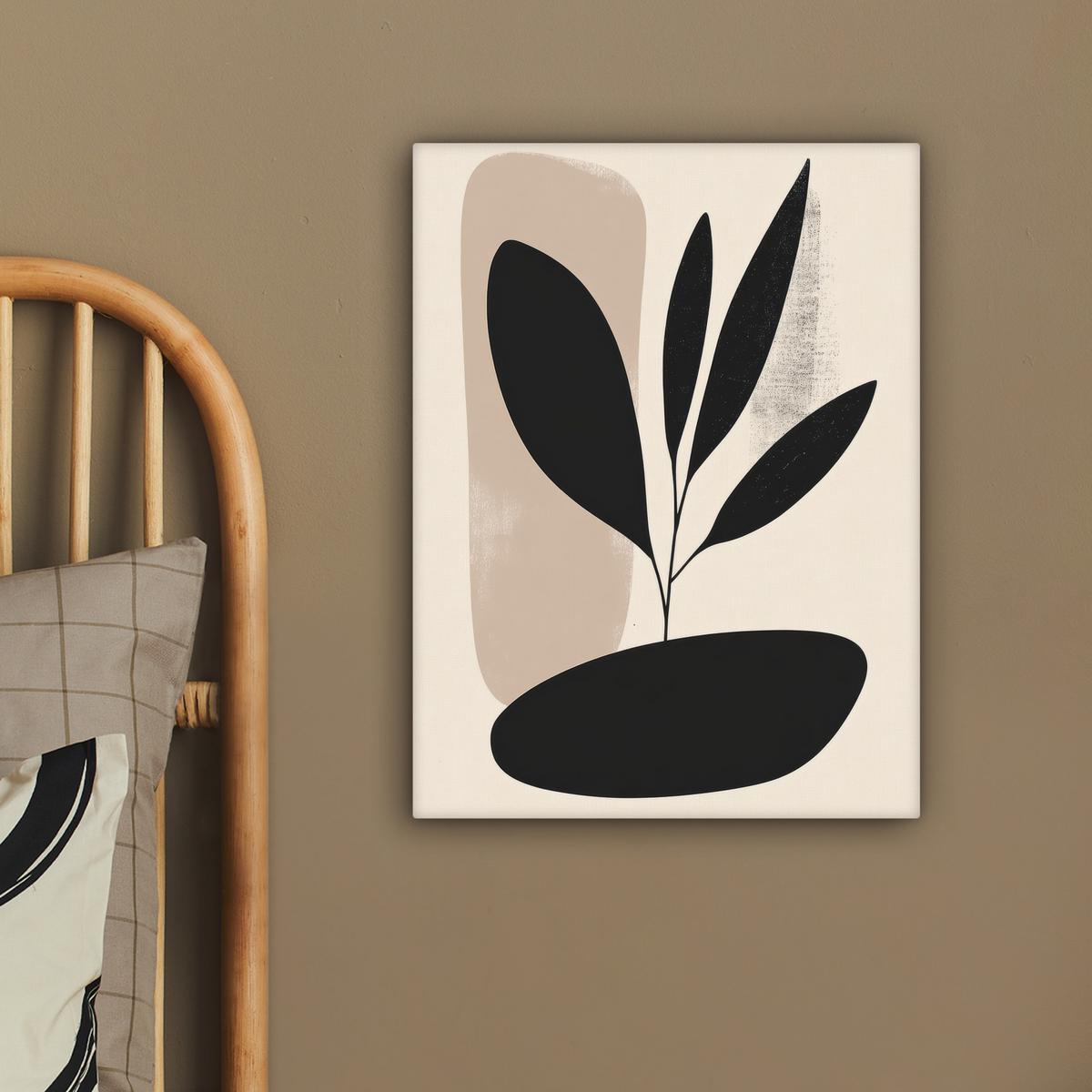 LEINWANDBILD Pflanze - Beige - Japanisch Room Decor 30x40 cm - Schwarz, Textil (30/40cm) - MuchoWow