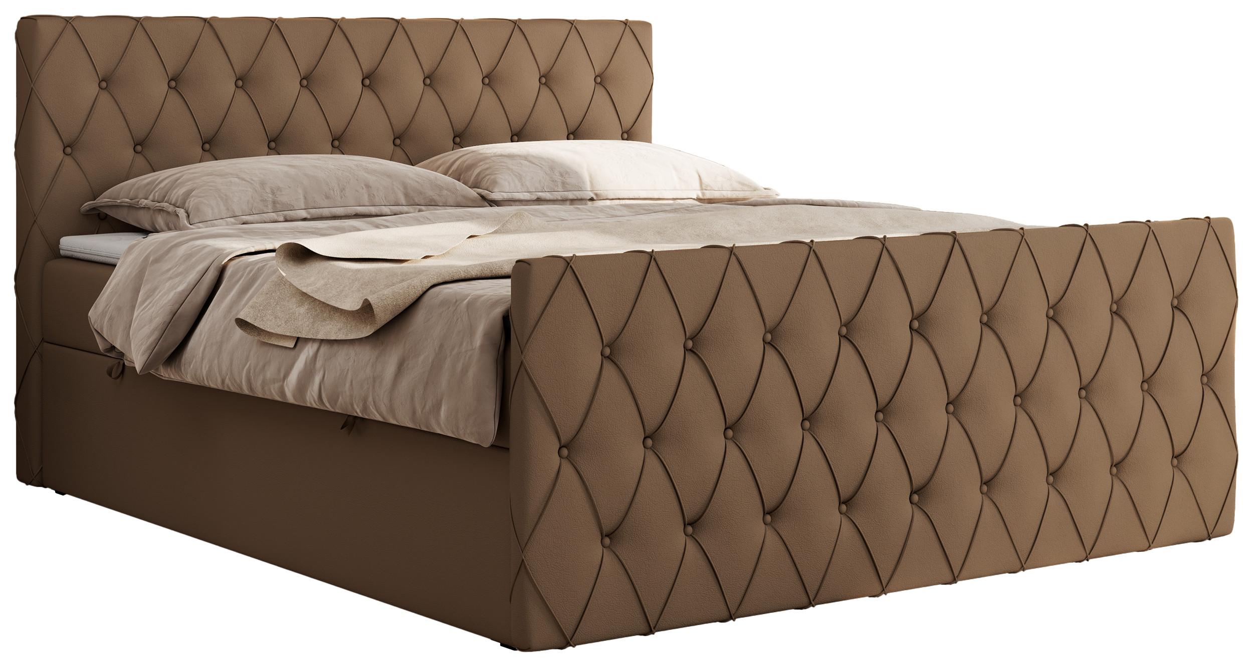 BOXBETT MIREN DUO 140/200 - Braun Kunstleder - H3 - Braun, Holz/Textil (140/200cm) - MKS