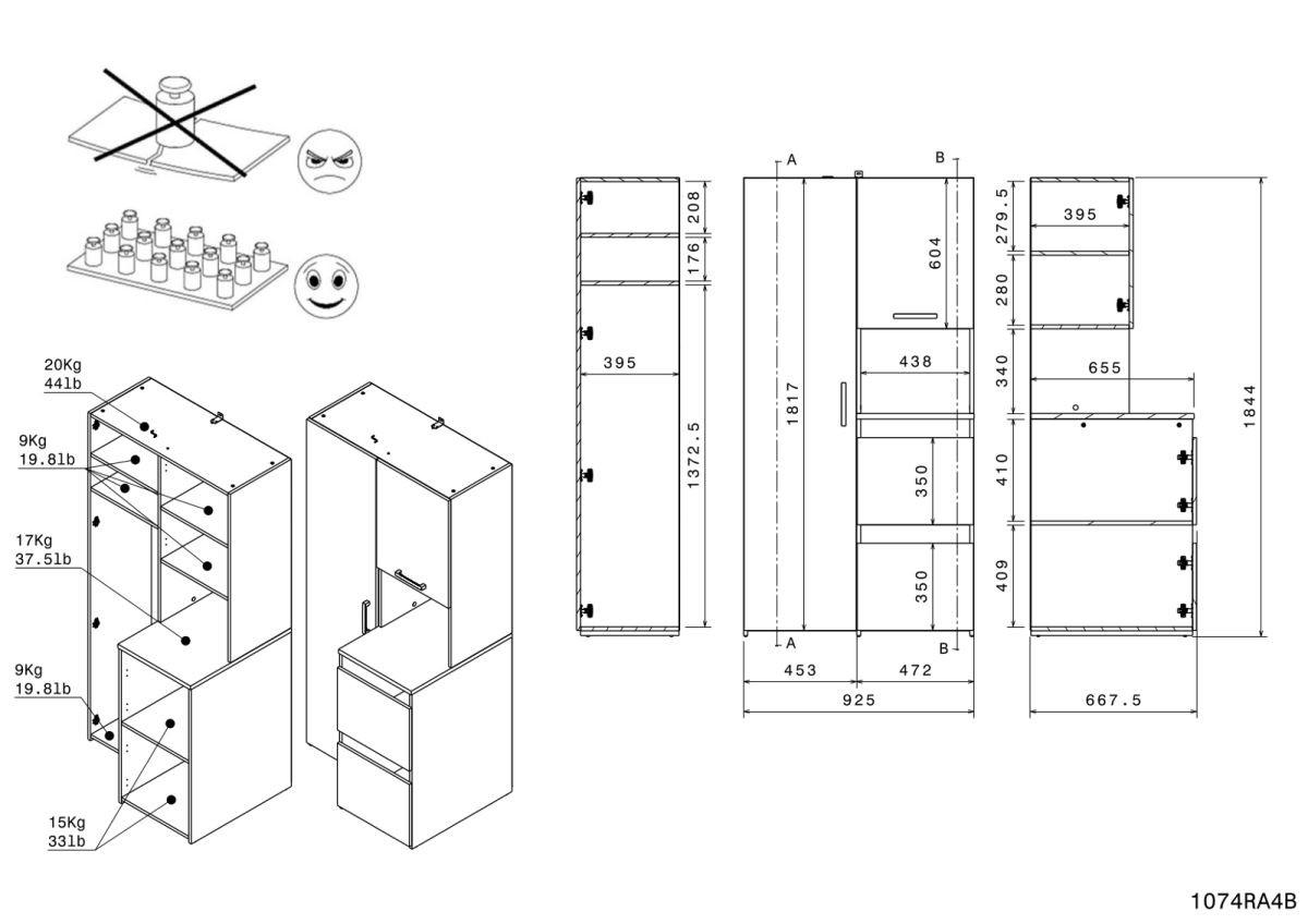 WASCHMASCHINENSCHRANK weiß, Eiche Jackson, Umbauschrank Set 4-teilig 268 cm mit viel Stauraum - Eichefarben/Silberfarben, Holzwerkstoff/Kunststoff (268/184/67cm) - Parisot Meuble