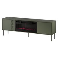 TV-LOWBOARD Tresse 180 EF mit Kamin - Grün, Holzwerkstoff/Metall (180/55/40cm) - MIRJAN24