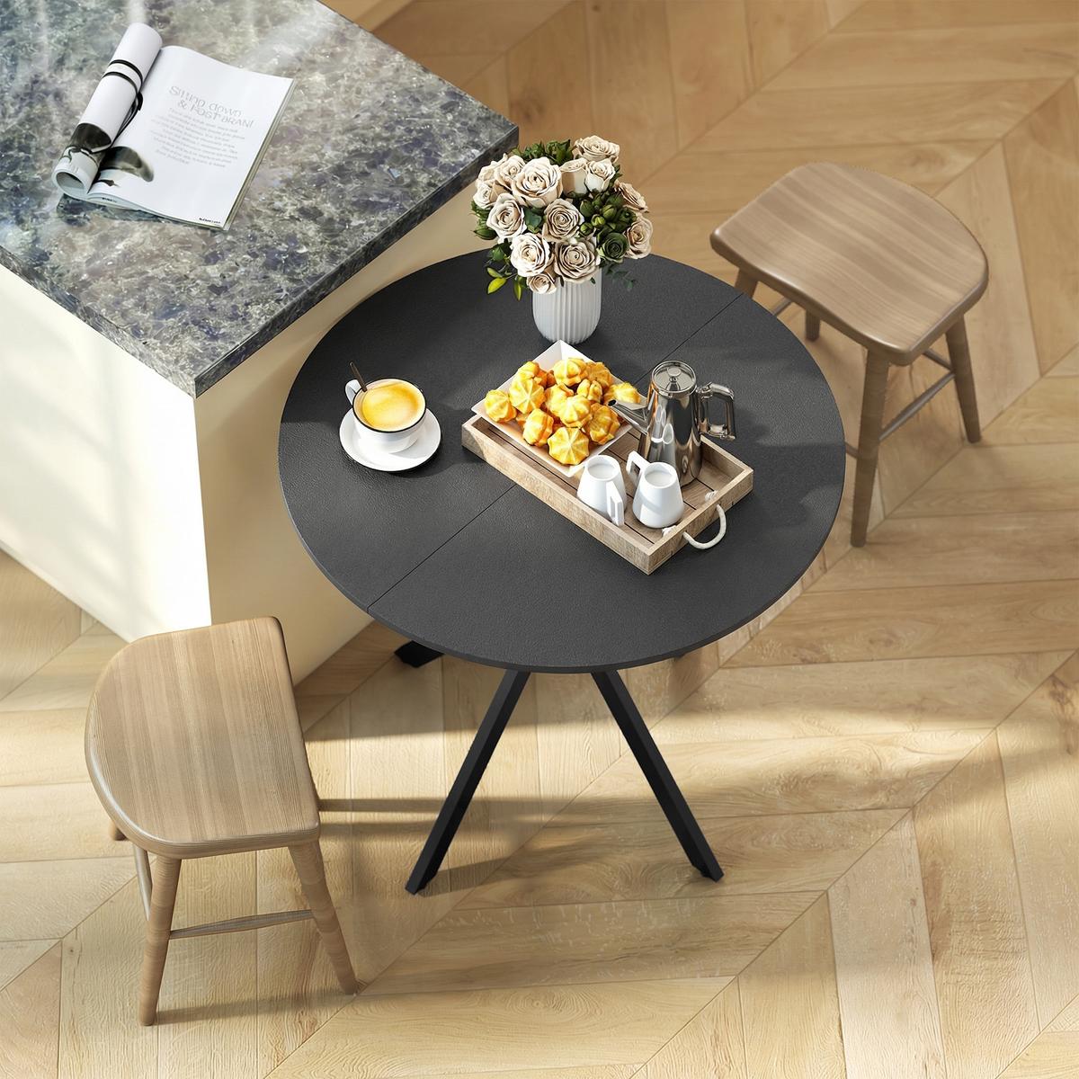 KÜCHENTISCH rund Schwarz 80/80/75 cm - Schwarz, Metall (80/80/75cm) - HOMCOM