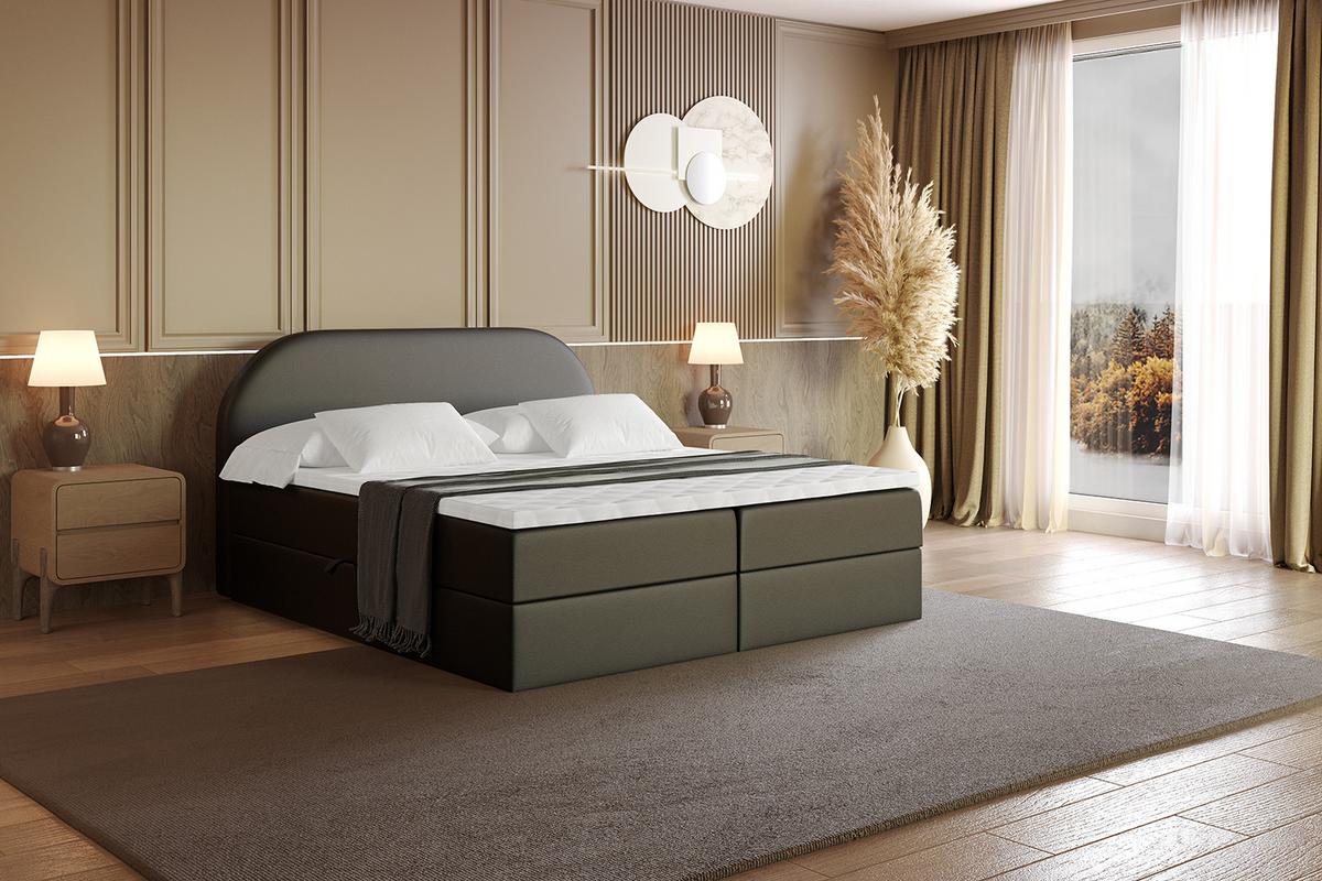 BOXBETT mit Matratze H4 und Lattenrost - NOX - 180x200 - Schwarz Kunstleder - Schwarz, Holzwerkstoff/Kunststoff (180/200cm) - ALTDECOR