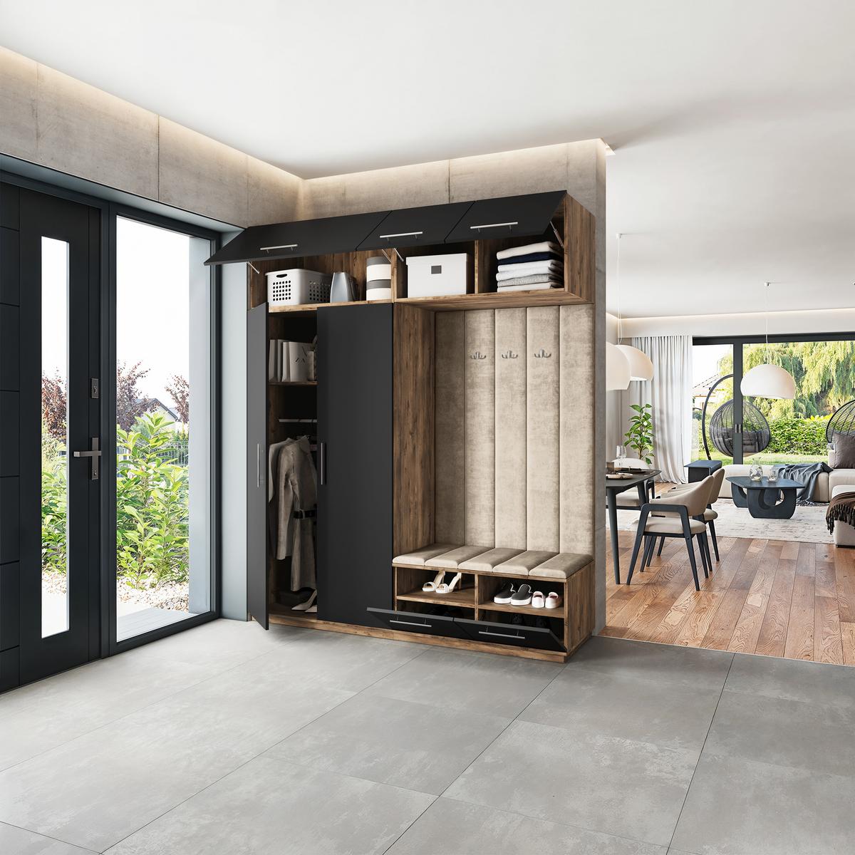 GARDEROBENSCHRANK REMA 200/240/60 cm Modern Eichefarben - Eichefarben/Beige, Holzwerkstoff (200/240/60cm) - MASSENO