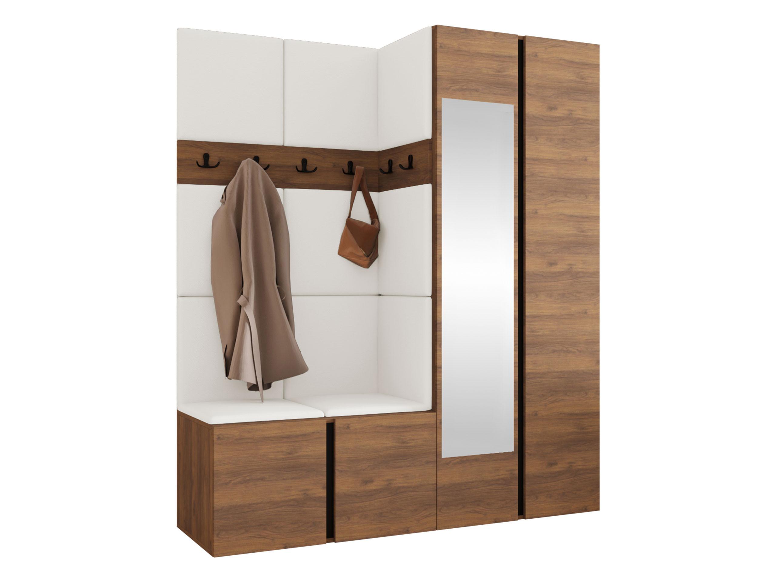 GARDEROBEN-SET Orion XII - Nussbaumfarben/Weiß, Holzwerkstoff/Kunststoff (158/186/46cm) - MIRJAN24