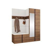 GARDEROBEN-SET Orion XII - Nussbaumfarben/Weiß, Holzwerkstoff/Kunststoff (158/186/46cm) - MIRJAN24