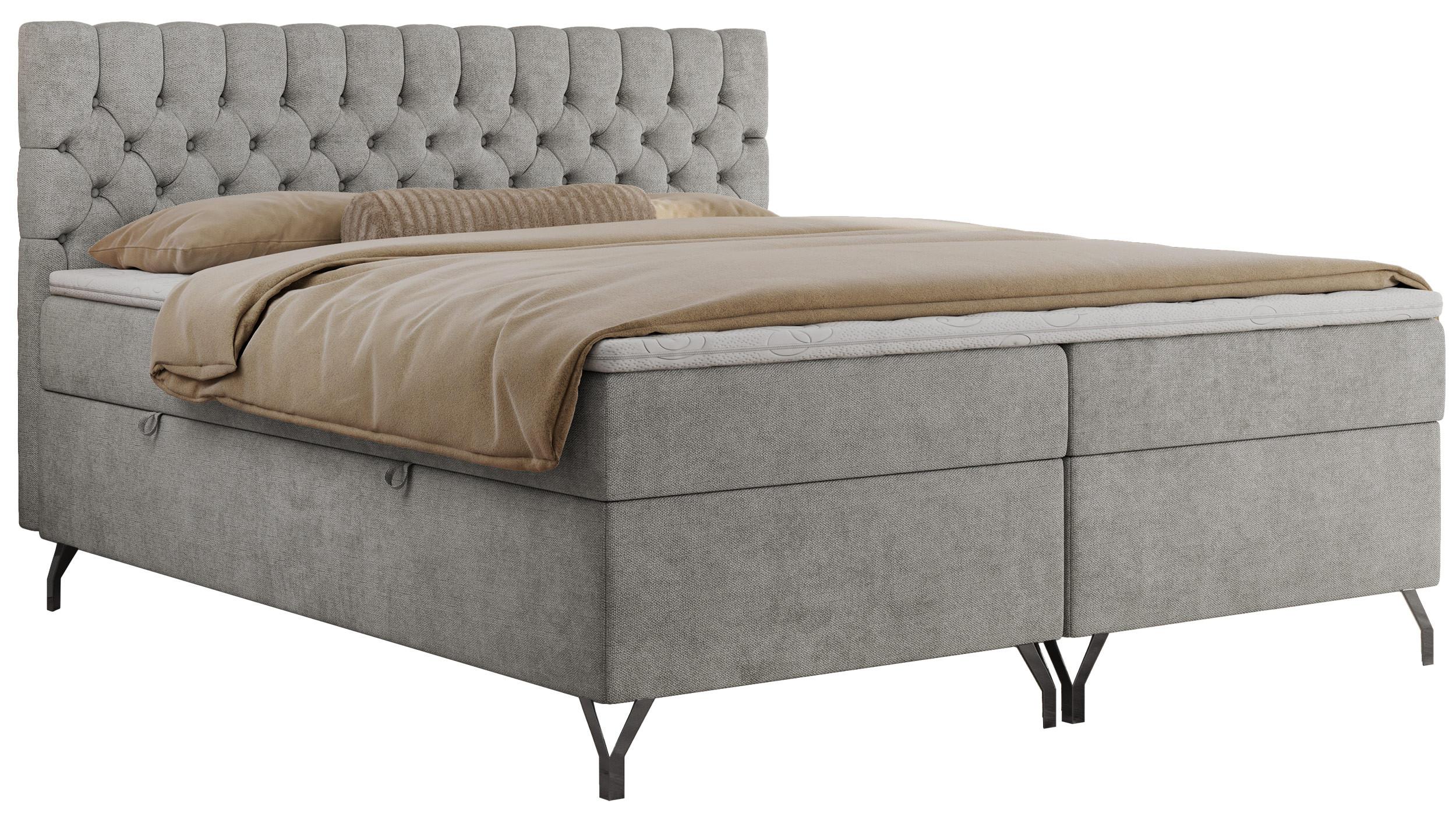 BOXBETT GRIMALDI 200/200 Hellgrau Struktur - H3 - Hellgrau, Holz/Textil (200/200cm) - MKS