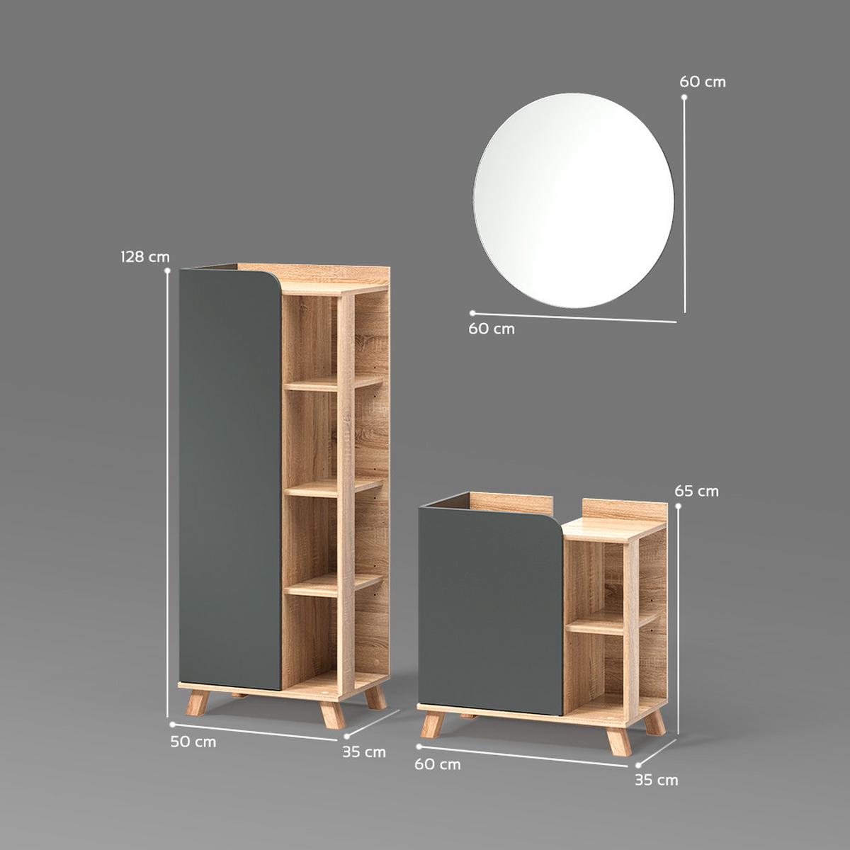 BADMÖBEL-SET Marano Anthrazit 3 Teile - Anthrazit, Holzwerkstoff (35/65/60cm) - Livinity®