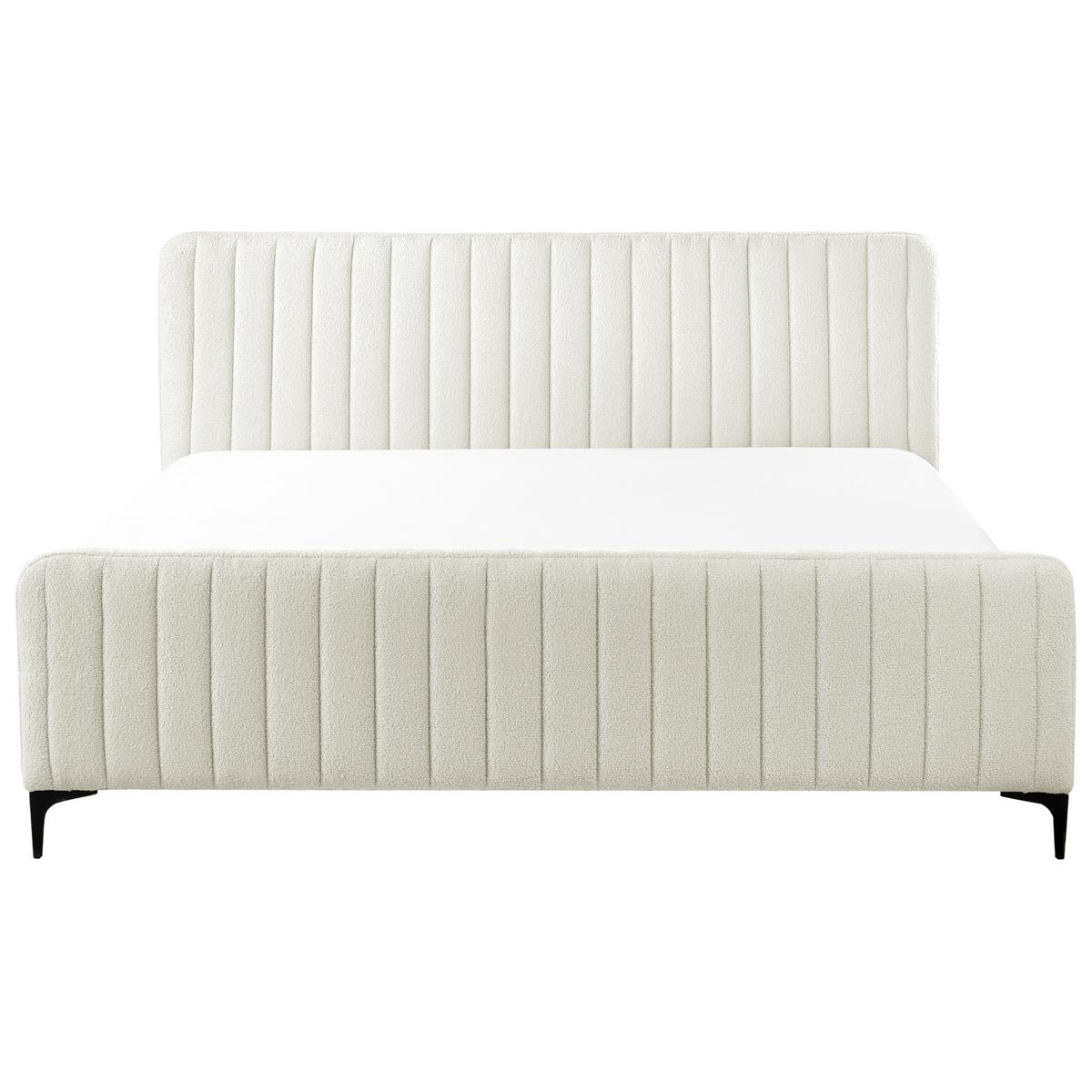 POLSTERBETT mit Lattenrost 180x200 cm Weiß Lunan - Creme, Textil (180/200cm) - Beliani
