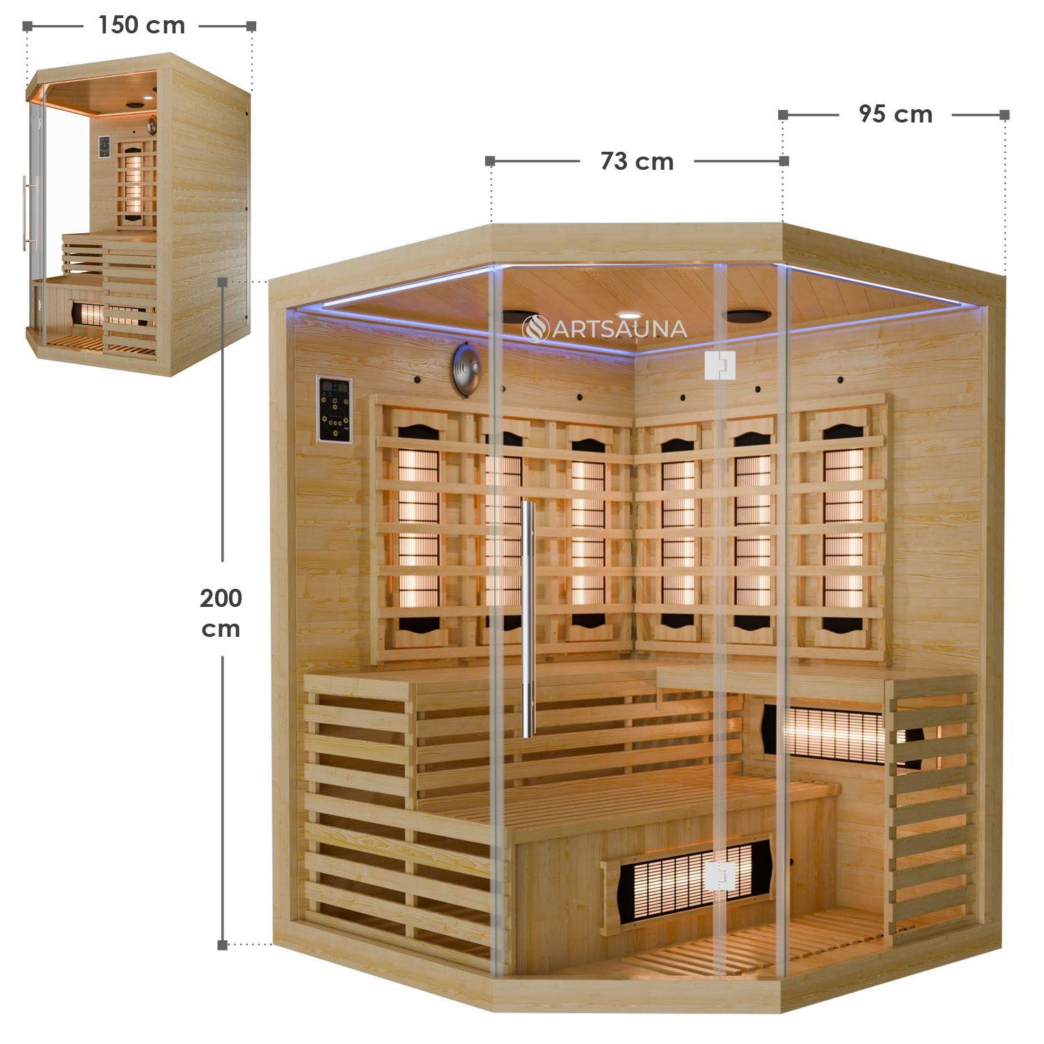 INFRAROTKABINE Kiruna150 mit Dual Technologie & Hemlockholz - Naturfarben, Holz (150/200/150cm) - Artsauna