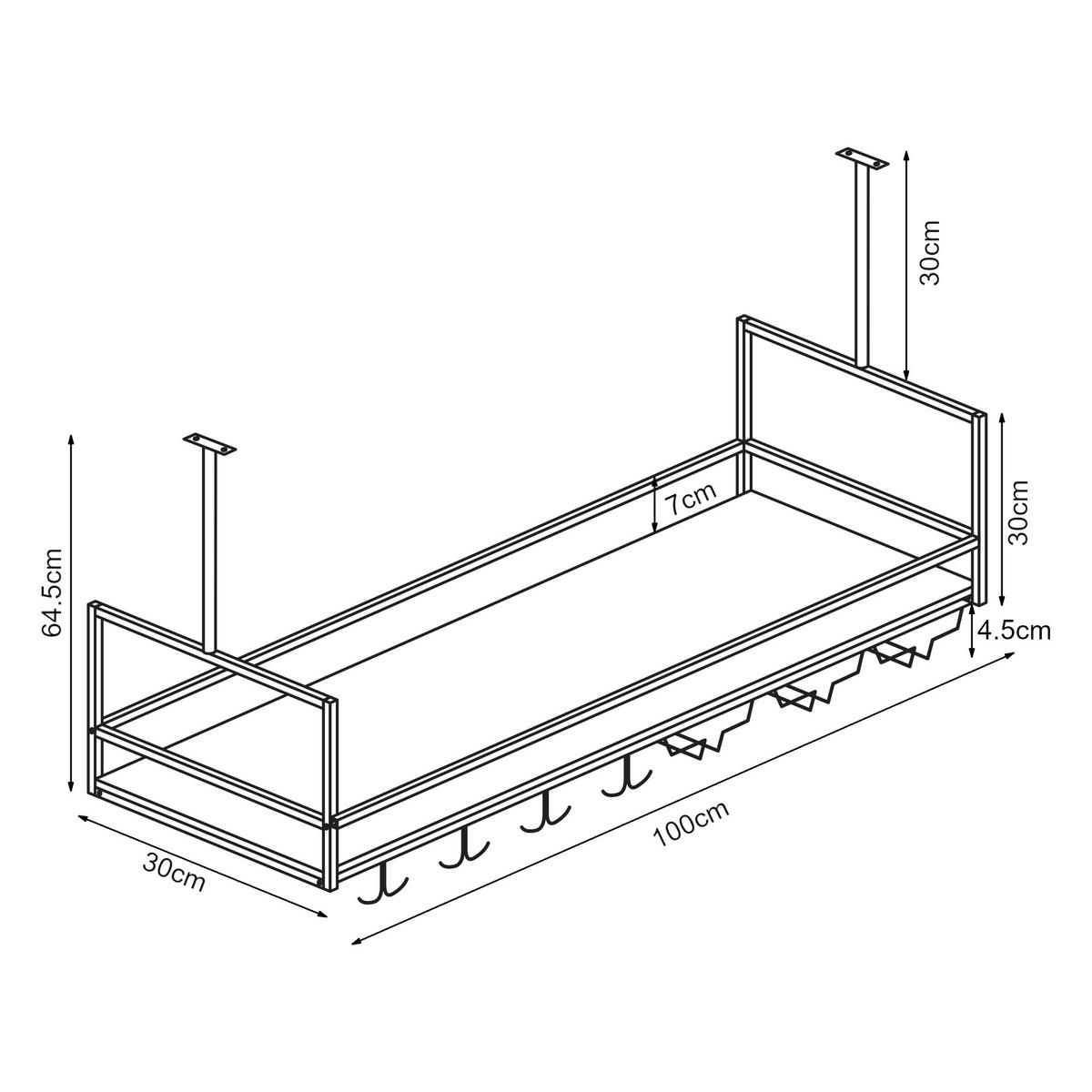 WEINREGAL Borejle - Walnussfarben/Schwarz, Holzwerkstoff/Metall (100/64.5/30cm) - [en.casa]