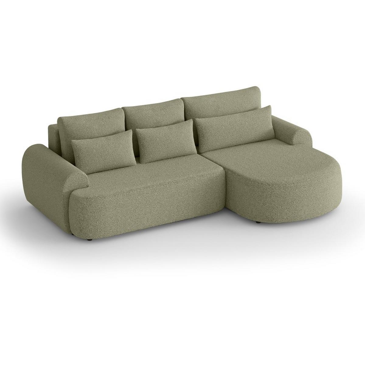 ECKSCHLAFSOFA Olivio L Hellgrün, rechts - Schwarz/Hellgrün, Kunststoff/Textil (266/170cm) - Beautysofa
