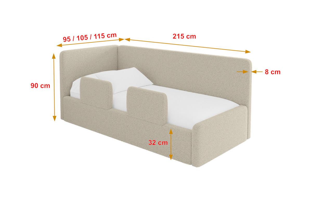 EINZELLBETT Jugendbett mit Bettkasten, Rechts - NORY 80x200 Dunkelbeige - Taupe, Holzwerkstoff/Textil (80/200cm) - ALTDECOR