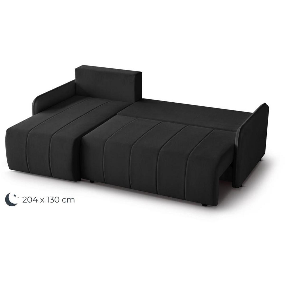 ECKSCHLAFSOFA Capri schwarz - Schwarz, Kunststoff/Textil (223/156cm) - Beautysofa