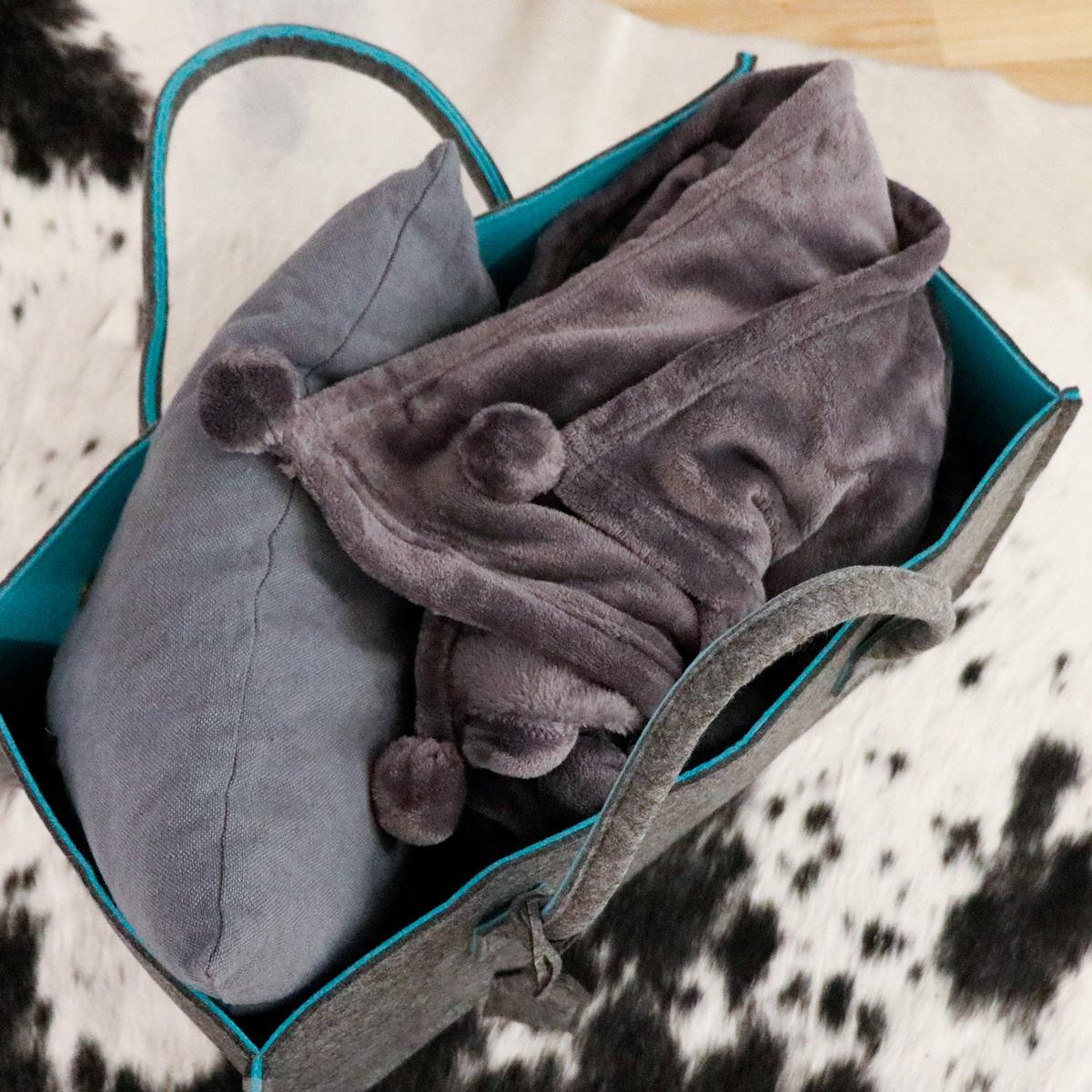 FILZTASCHE, 50x25x25 cm, Grau/türkis - Grau, Kunststoff (50/25/25cm) - Dunedesign