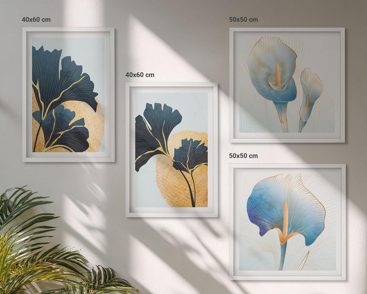 BILDER SET 4er Set - 50x50 cm & 40x60 cm Weißer Rahmen - Zitronenweinporträt Kahlo - Weiß, Kunststoff (50/50cm) - TULUP