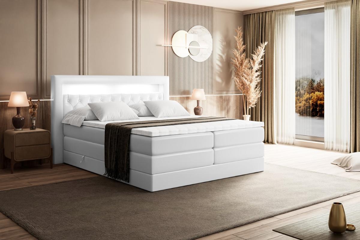 BOXSPRINGBETT NOEL GOLD KING - 140x200 - H3/H4 - Weiß Hochglanz - Weiß Hochglanz, Holzwerkstoff (140/200cm) - ALTDECOR