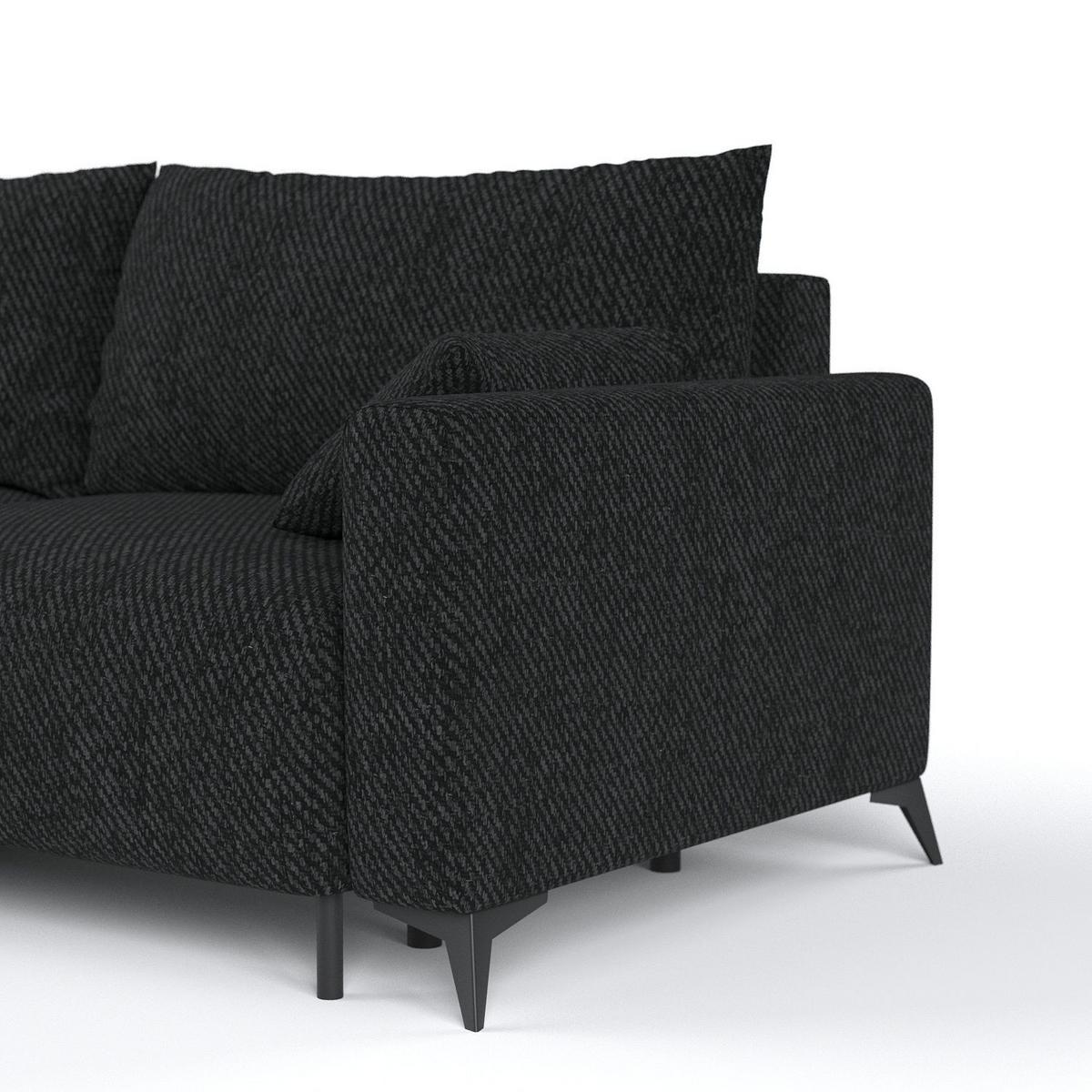ECKSOFA NUVIO mit Schlaffunktion Schwarz im Neve Stoff - Schwarz, Holz/Holzwerkstoff (239/148cm) - AltaBeds