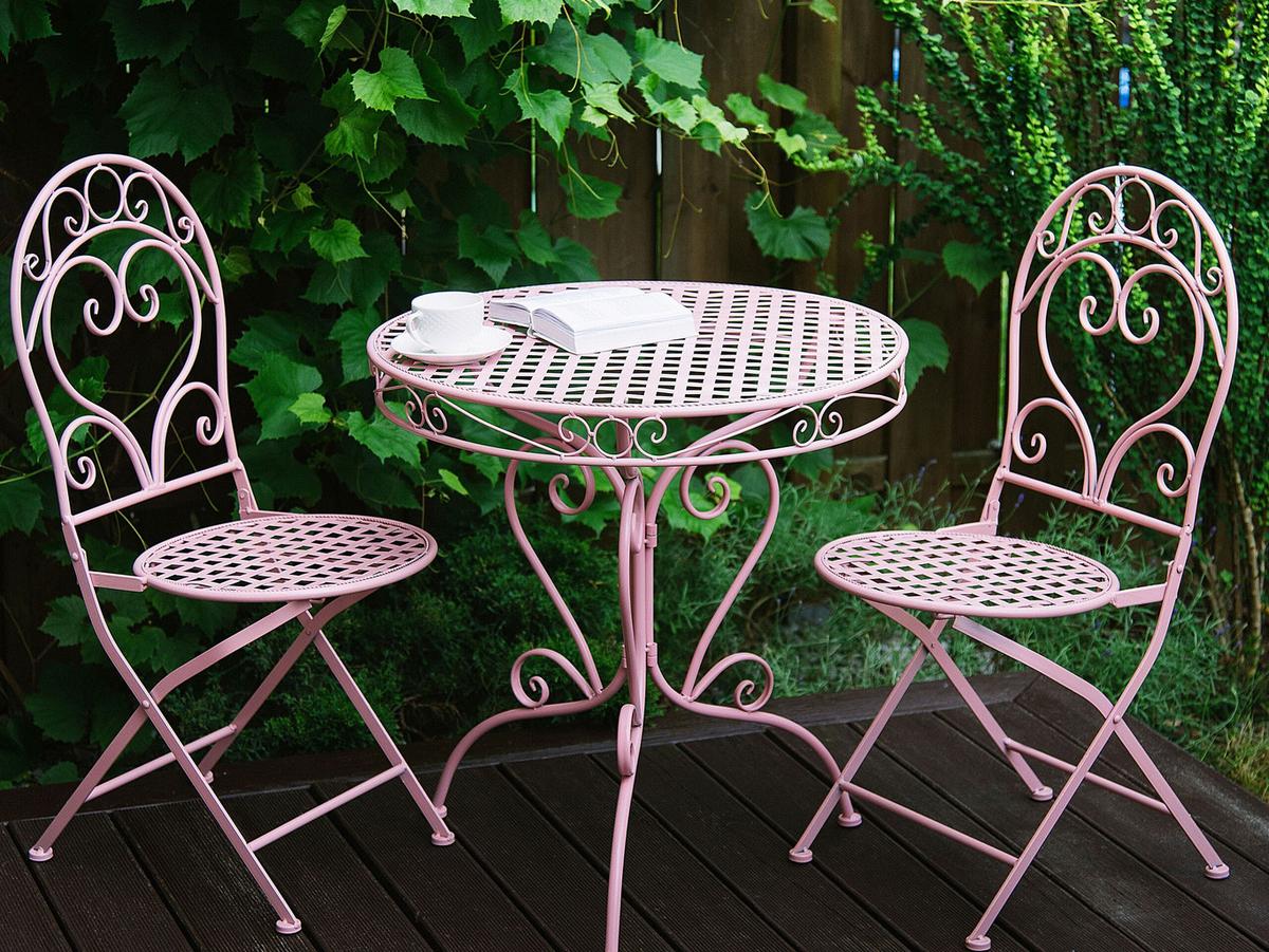 GARTENTISCH Metall Rosa Albinia - Pink, Metall (70/70/74cm) - Beliani