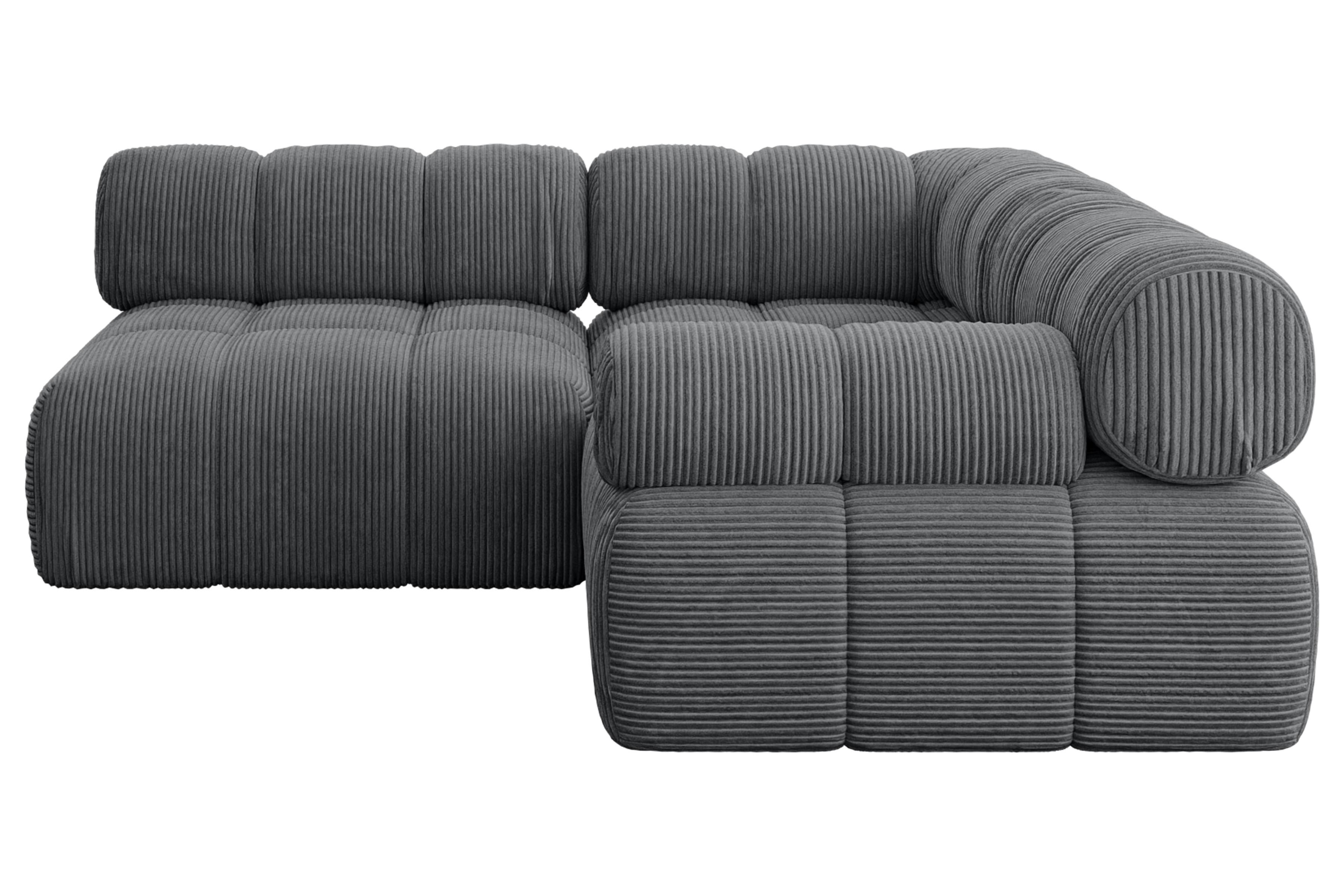 ECKSOFA modulares Sofa Mende-L1 - 190x190x70 cm Dunkelgrau Cord - Dunkelgrau, Holzwerkstoff/Textil (190/190cm) - ALTDECOR