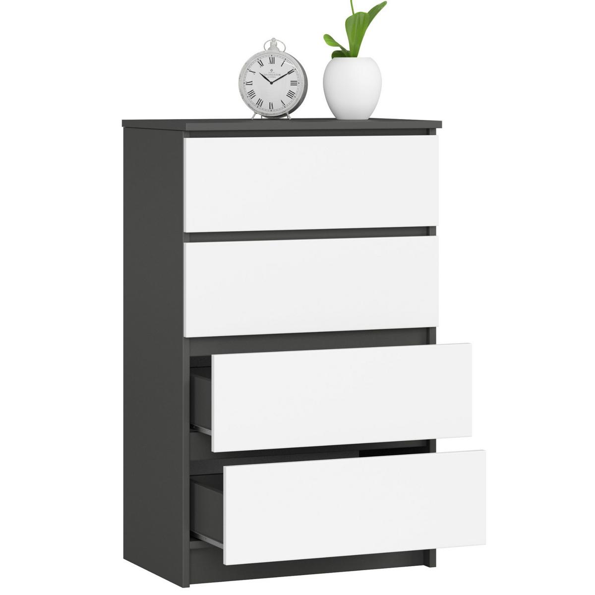 KOMMODE Graphit Grau, Weiß 99/60/40 - Weiß, Holzwerkstoff (60/99/40cm) - RAUMHIRSCH FURNITURE