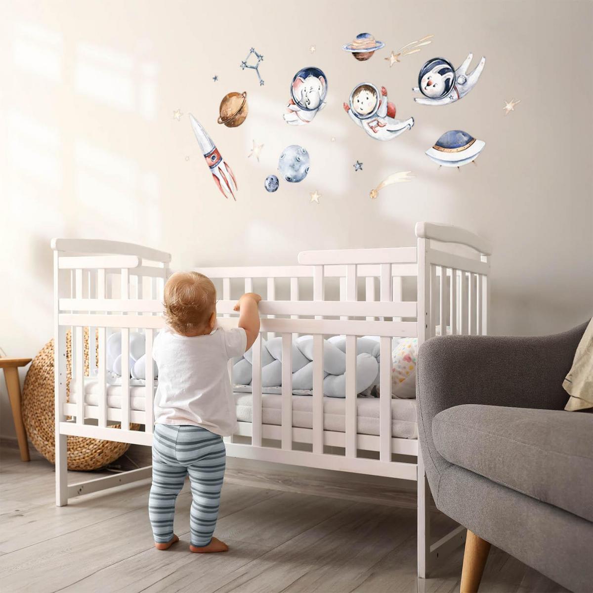 WANDAUFKLEBER 80x137cm - Kleine Astronauten - Multicolor, Kunststoff (80/137/0.1cm) - Wallfluent