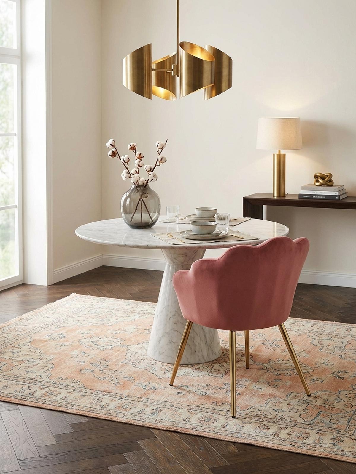 ESSZIMMERSTUHL Samtbezug mit Metallgestell Skandinavisch gepolstert, Rosa 53x48x80 cm - Pink/Goldfarben, Textil/Metall (53/80/48cm) - KADIMA DESIGN