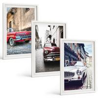 BILDER SET 3er Set - 40x60 cm Weißer Rahmen - Oldtimer in Städten - Weiß, Kunststoff (40/60cm) - TULUP