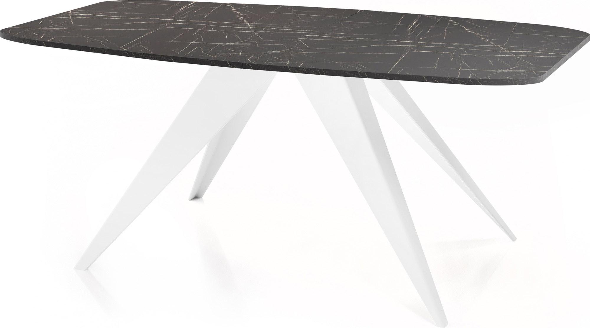 ESSTISCH Fatina rechteckig ausziehbar, Marmor Schwarz 160-198/90/76 cm - Anthrazit/Weiß, Holzwerkstoff/Metall (80/200/76cm) - WFL GROUP