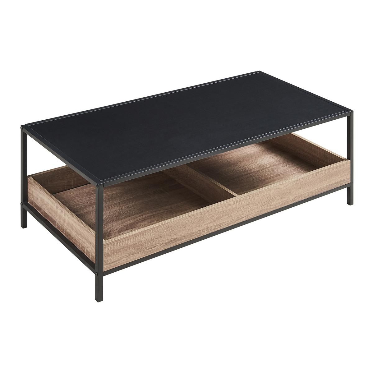 COUCHTISCH Belana 100/48/39 cm - Eichefarben/Schwarz, Holzwerkstoff/Metall (48/100/38.5cm) - [en.casa]