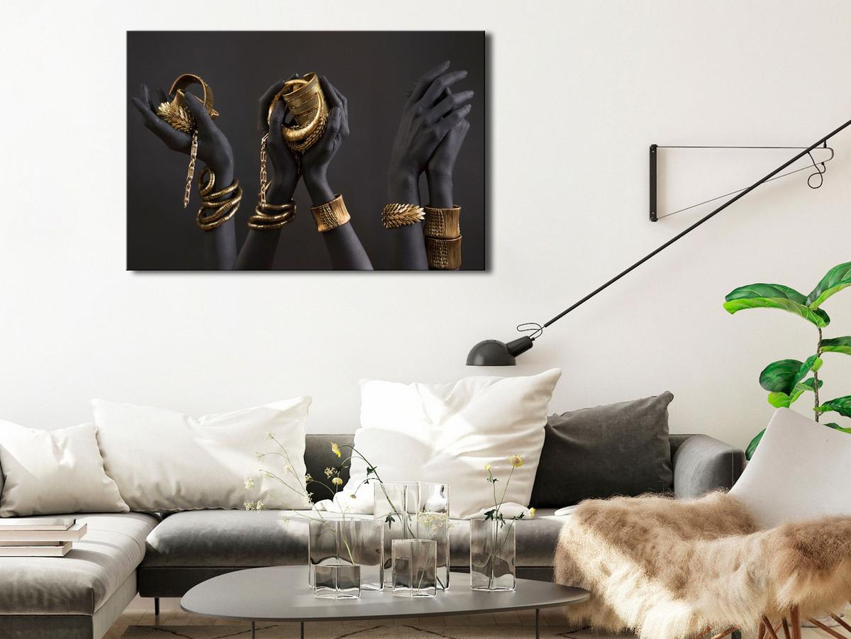 KUNSTDRUCK Grau 120/80 cm - Goldfarben/Grau, Textil (120/80cm) - KUNSTLOFT