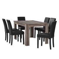 TISCHGRUPPE Forssa - Dunkelbraun/Schwarz, Holz/Holzwerkstoff (140/77/90cm) - [en.casa]