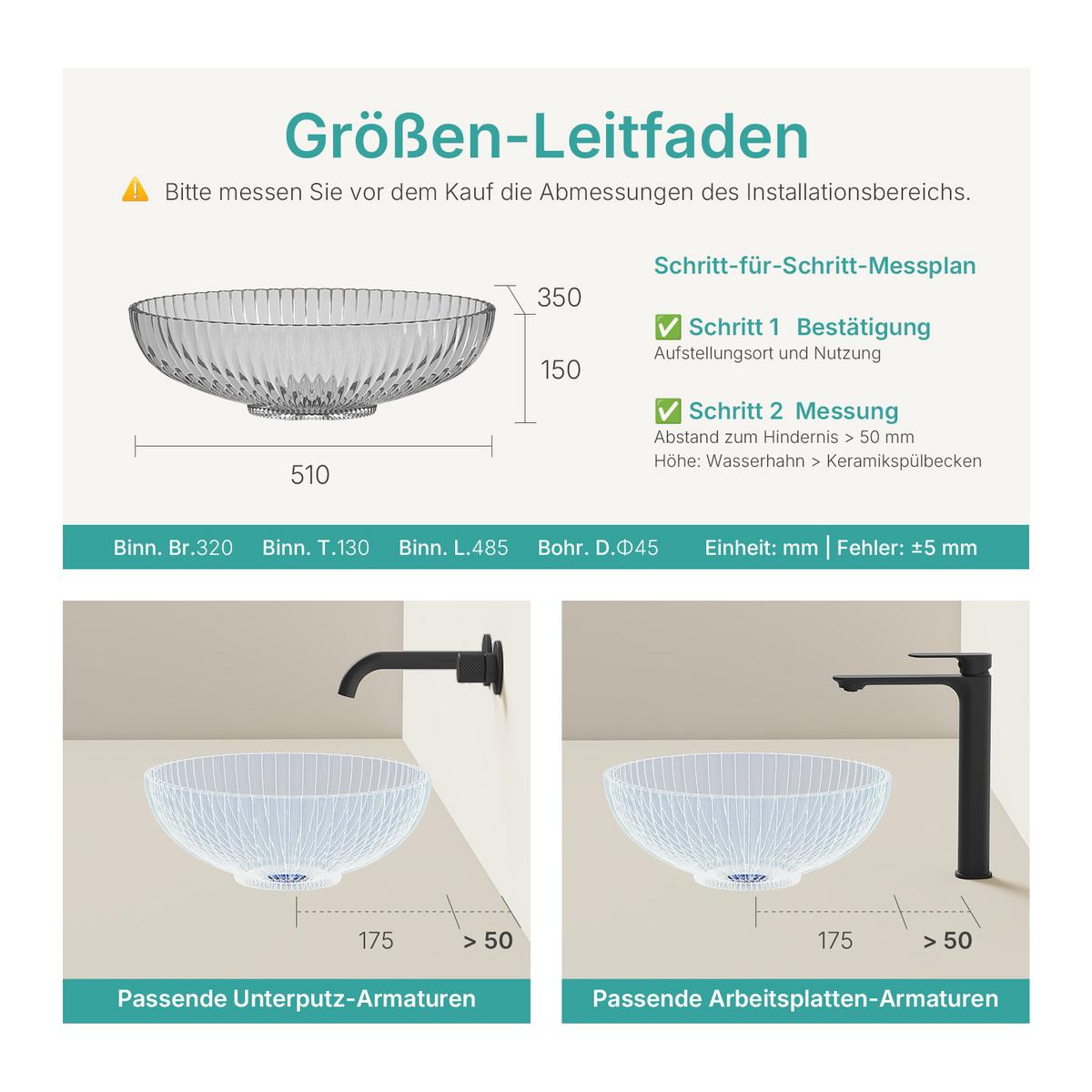 WASCHBECKEN Oval Glas Schwarz 51 / 35 / 15 cm - Schwarz, Glas (51/15/35cm) - EMKE