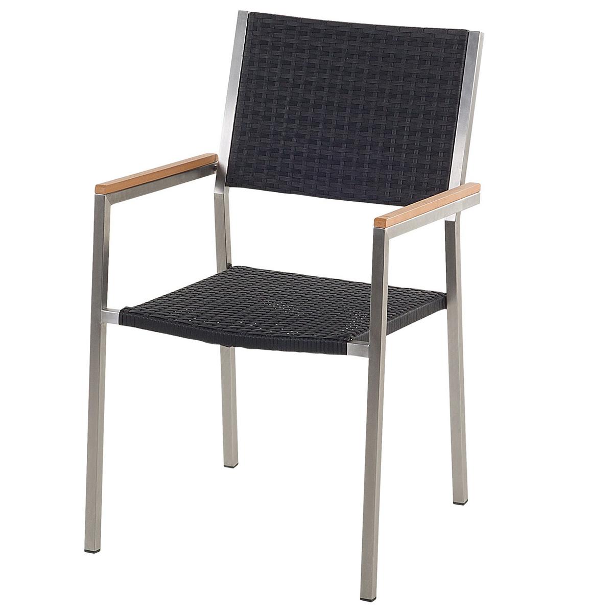 GARTENMÖBEL-SET 4-Sitzer Schwarz Polyrattan Maletto/grosseto - Schwarz, Metall - Beliani