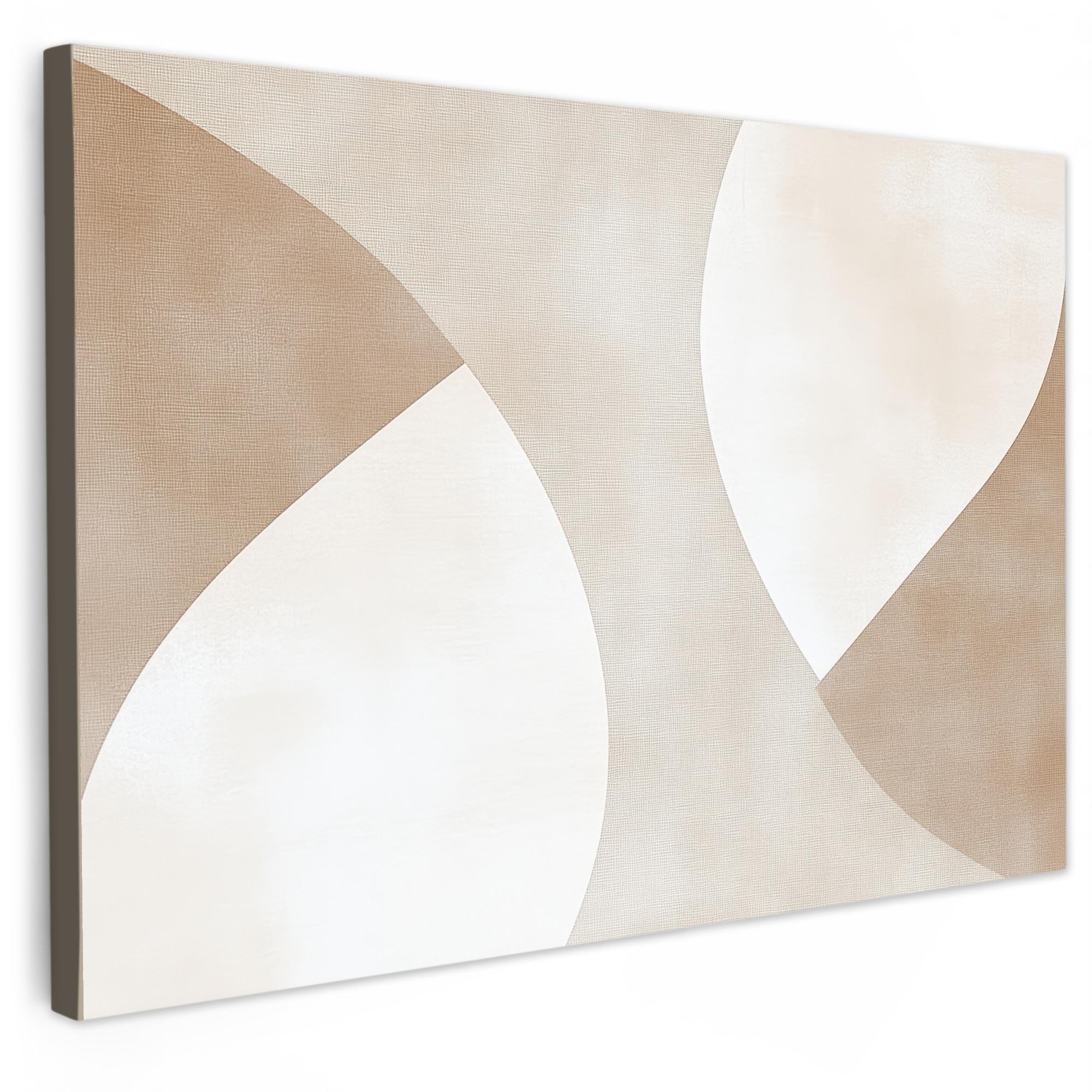 LEINWANDBILD Braun - Japandi - Abstrakt Wohnzimmer Groß 120x80 cm - Sandfarben, Textil (120/80cm) - MuchoWow