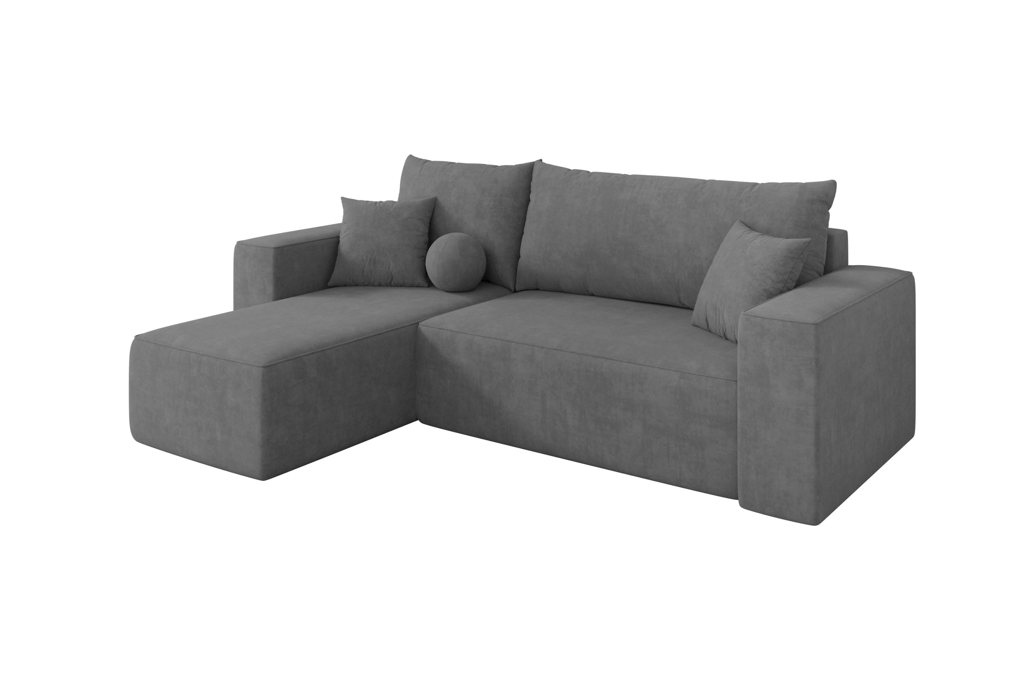 ECKSOFA mit Schlaffunktion Ottomane Links SENO-L 249x139x85 Grau Velours - Taupe/Schwarz, Holzwerkstoff/Kunststoff (249/139cm) - ALTDECOR