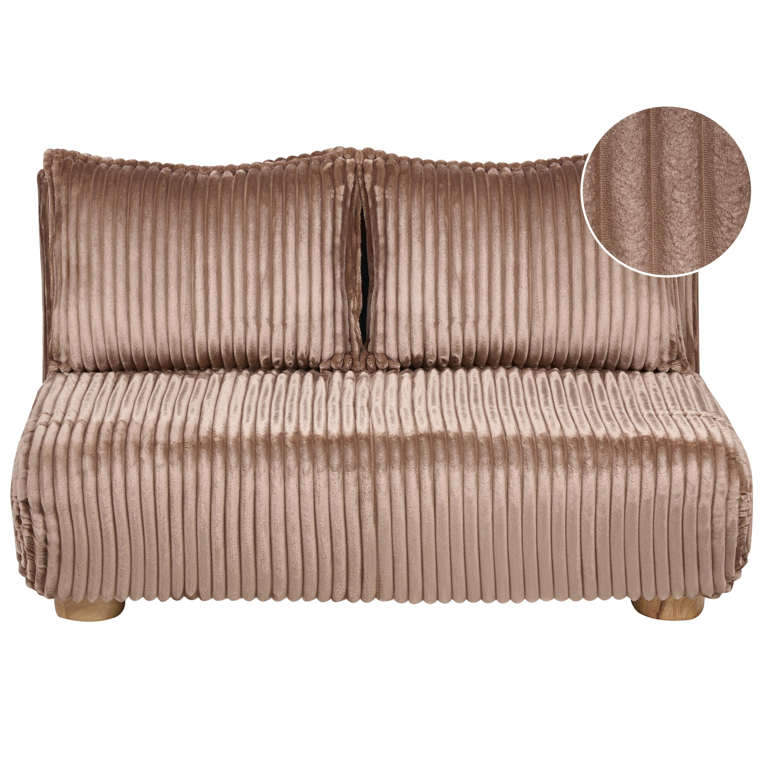 SCHLAFSOFA 2-Sitzer Cord Hellbraun Abisko - Hellbraun/Schwarz, Textil (140/80/82cm) - Beliani