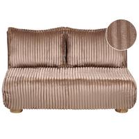 SCHLAFSOFA 2-Sitzer Cord Hellbraun Abisko - Hellbraun/Schwarz, Textil (140/80/82cm) - Beliani