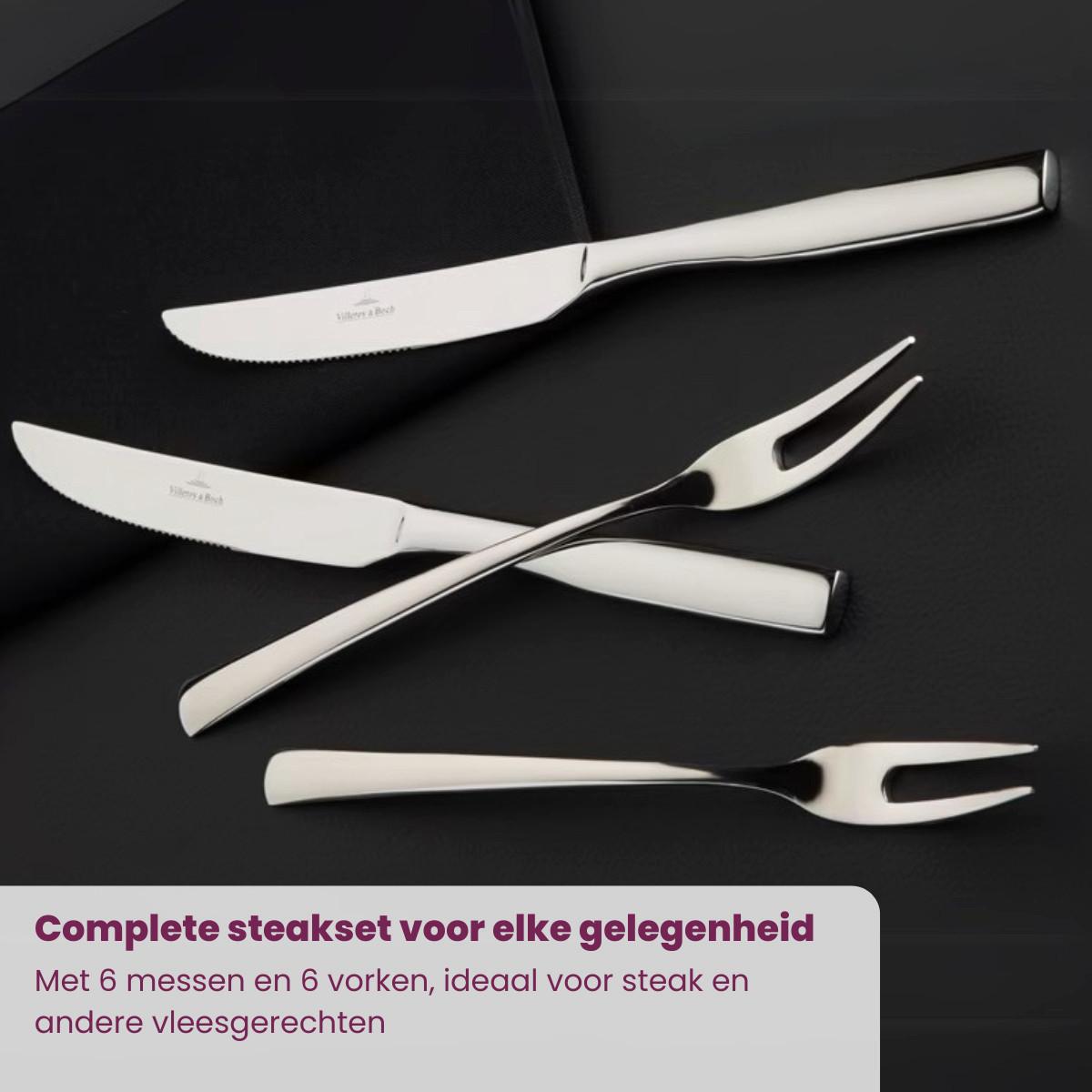 STEAKBESTECK Piemont silber 12-tlg. - Silberfarben, Metall - Villeroy & Boch