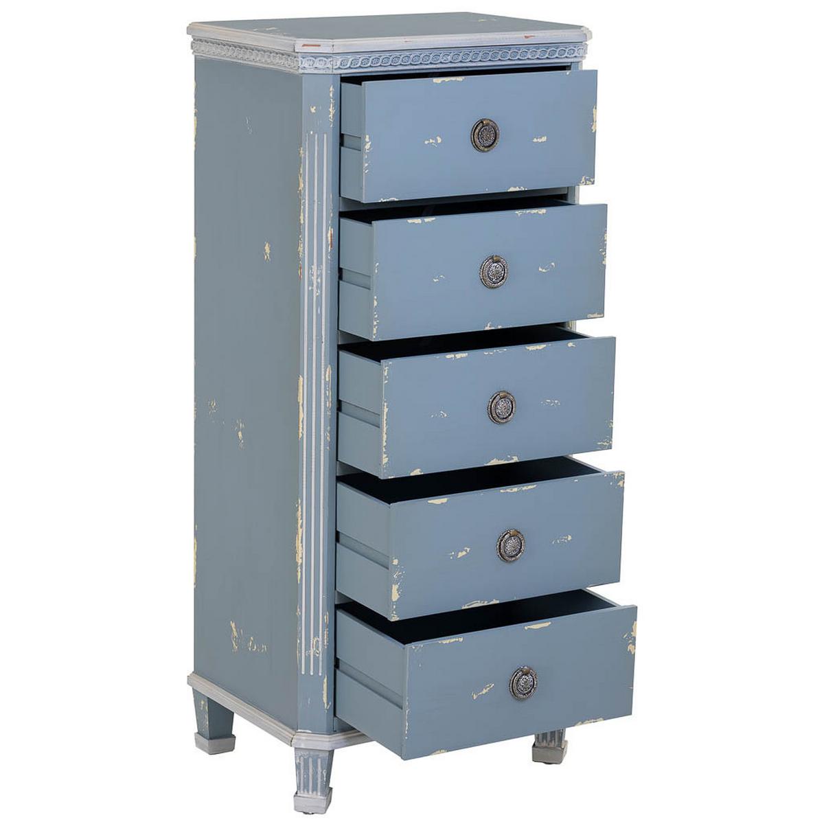 HOLZKOMMODE mit 5 schubladen 50x35x110 cm blau - Blau, Holz (50/110/35cm) - Wanderlust