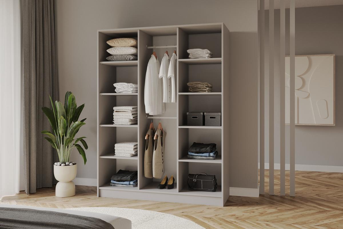 KLEIDERSCHRANK - LESE - 150 - Kaschmir - Kaschmir/Goldfarben, Holzwerkstoff (150/200/51cm) - ALTDECOR