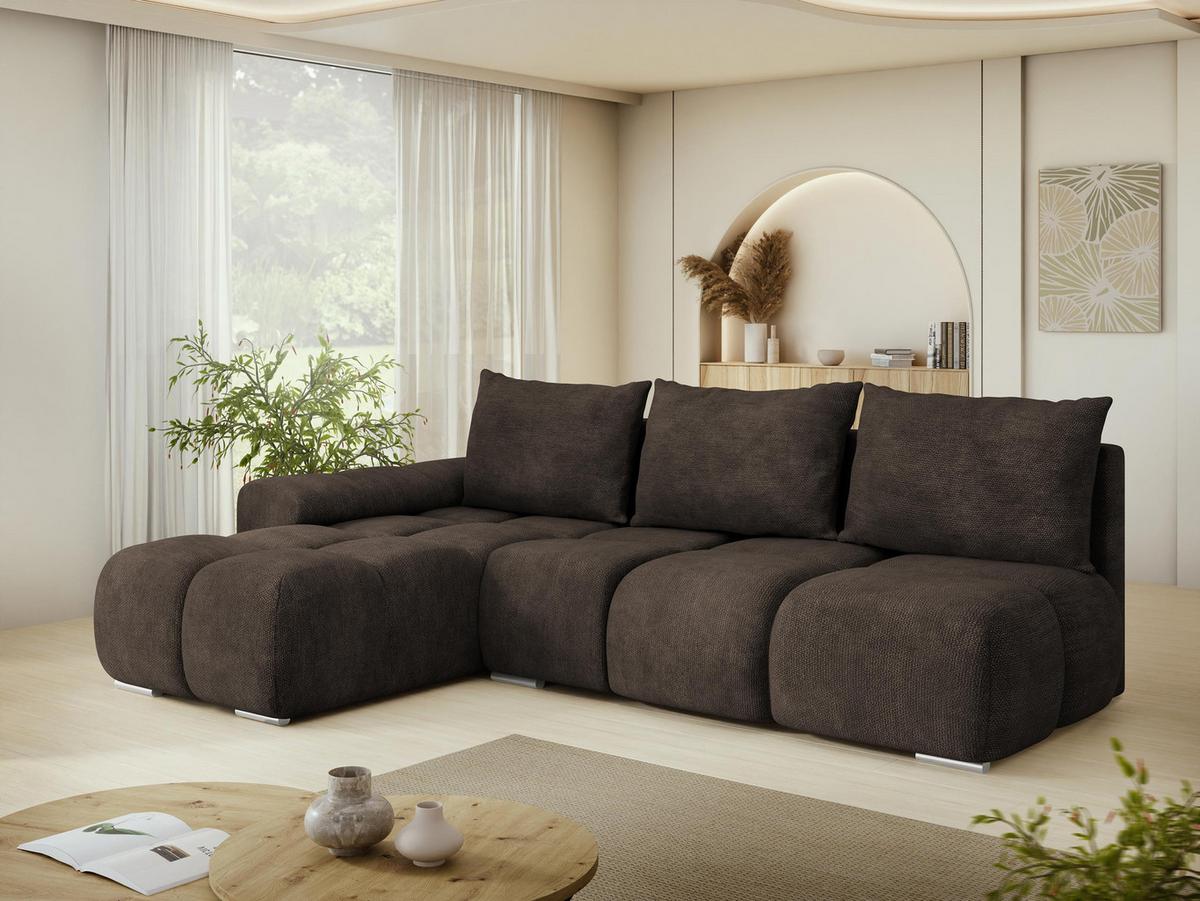 ECKSOFA Bestii, Seite: Links - Dunkelbraun/Schwarz, Holz/Kunststoff (270/183cm) - MIRJAN24