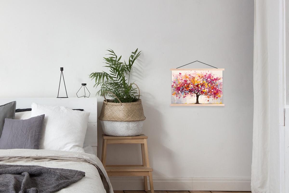 POSTER MIT MAGNETLEISTEN Aquarell - Baum - Kunst - Abstrakt Wandbilder 60x40 cm - Multicolor, Textil (60/40/0.15cm) - MuchoWow