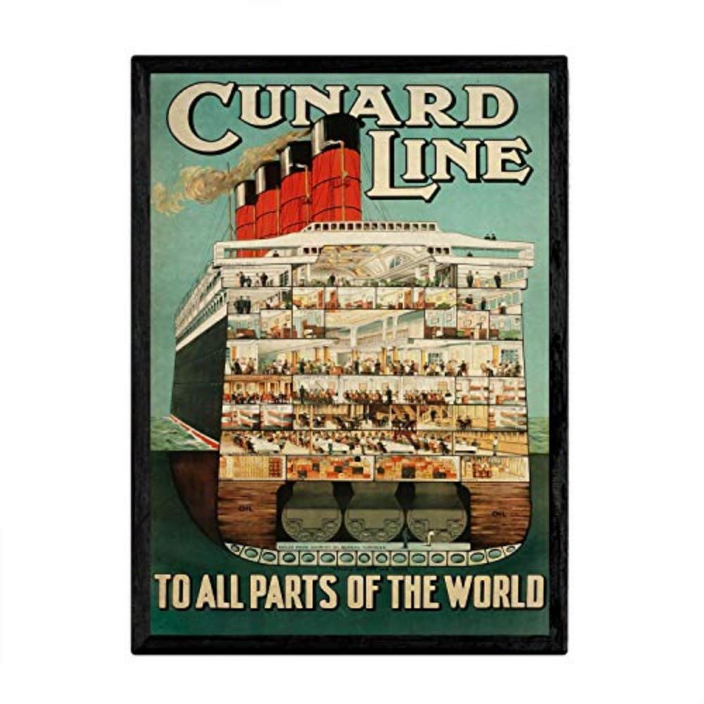 POSTER Transatlantisch Vintage A3 Schwarzer Rahmen - Schwarz, Papier (29.7/5/42cm) - Nacnic