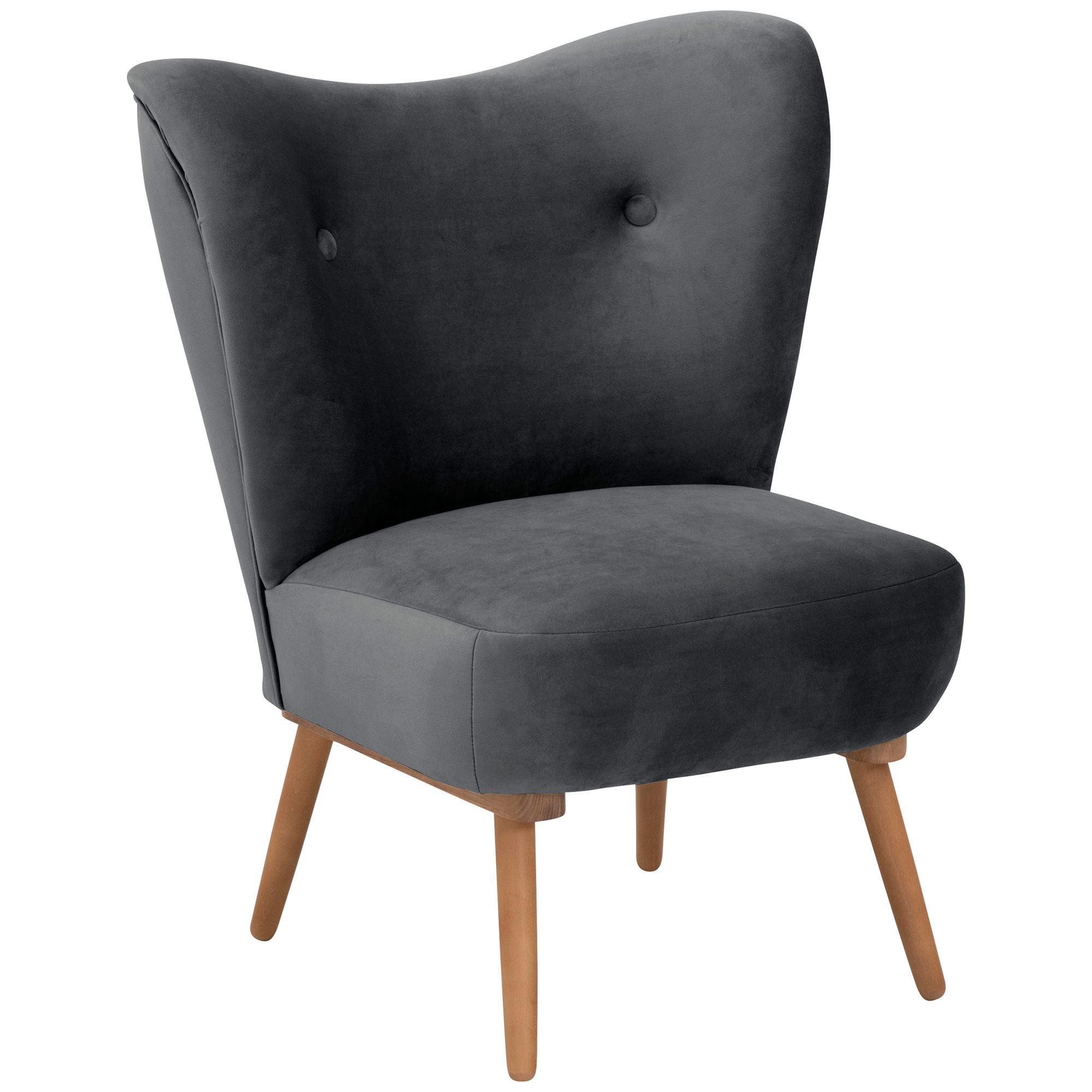 COCKTAILSESSEL Kayra Samtvelours graphit - Graphitfarben, Kunststoff (72/90/74cm) - 58aufmkessel