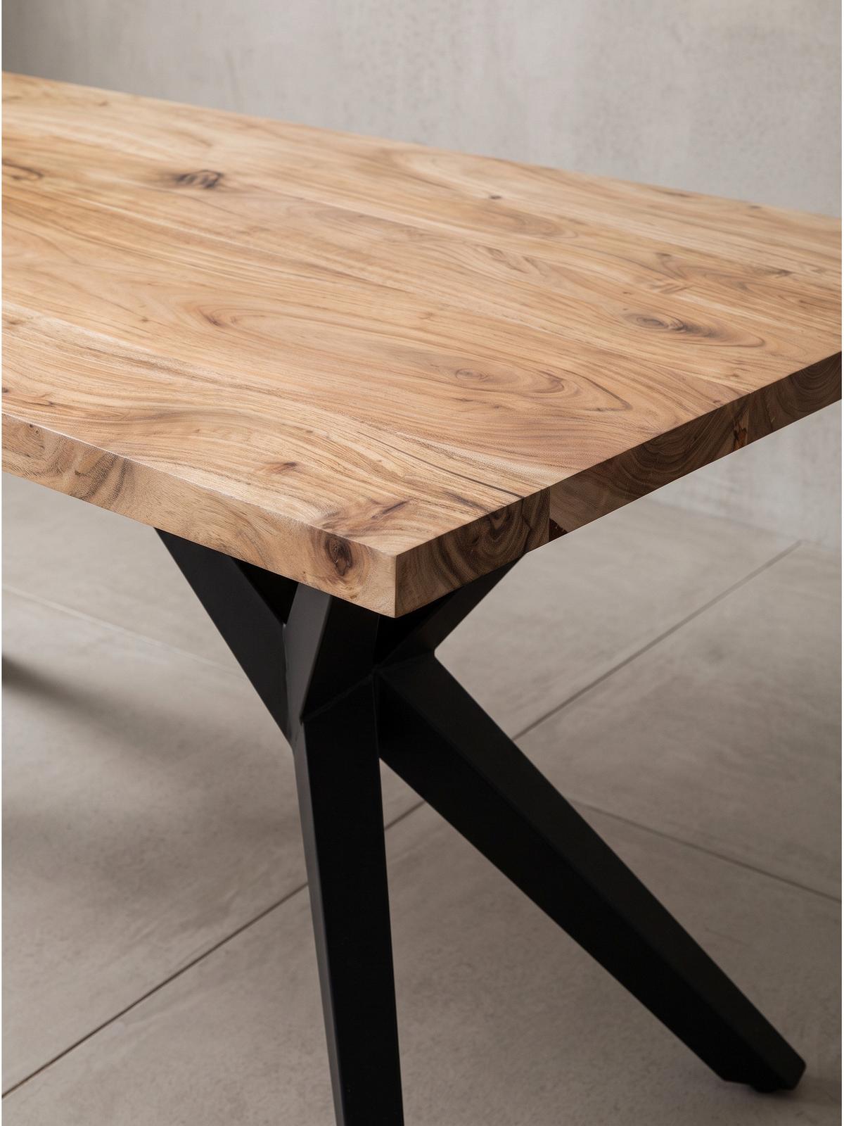 SCHREIBTISCH BLAVET, Akazie Massivholz, Akazie-Schwarz, 200 x 100 x 76 cm - Schwarz/Akaziefarben, Holz/Metall (100/200/76cm) - KADIMA DESIGN