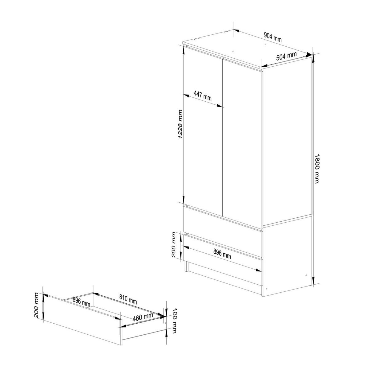 KLEIDERSCHRANK Dunkelbraun 180/90/51 - Dunkelbraun, Holzwerkstoff (90/180/51cm) - RAUMHIRSCH FURNITURE