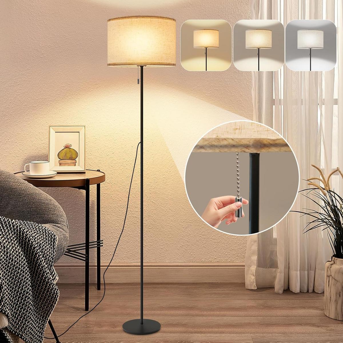 LED STEHLAMPE Liora 30/16/136 cm - Schwarz, Textil/Metall (30/16/136cm) - ZMH