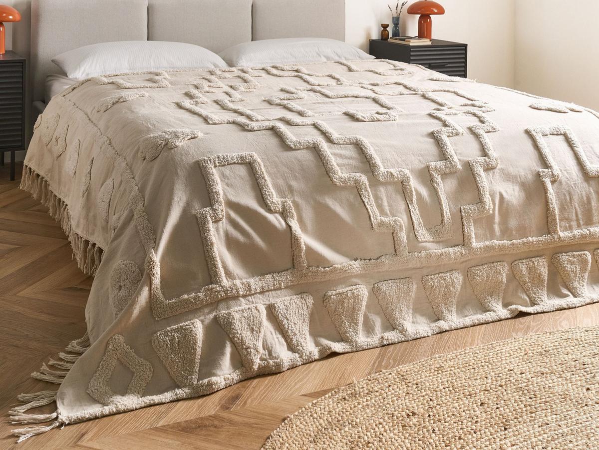 KUSCHELDECKE Baumwolle 200/220 cm Beige Chack - Beige, Textil (200/220cm) - Beliani