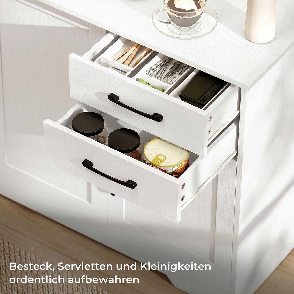 SIDEBOARD Spanplatte MDF Weiß - Schwarz/Weiß, Holzwerkstoff/Metall (38/79/120cm) - HOMCOM